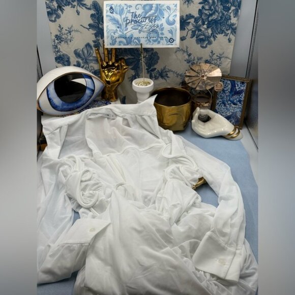 🆕 CHRISTOPHER ESBER 🧿 NWOT Venus Plunge Shirt Maxi Dress, White - Sz AU6 US 2 - Picture 10 of 16